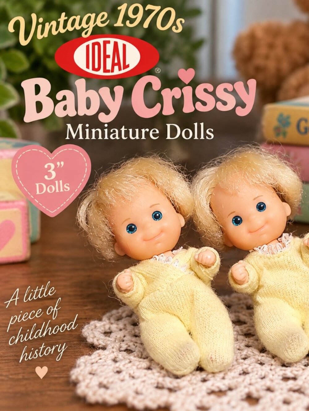 ✨ Vintage Pair of 1970s Ideal Baby Crissy Miniature 3" Dolls